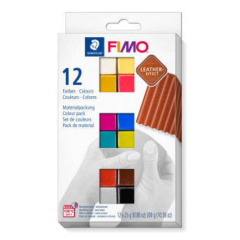 Zestaw masy termoutwardzalnej Fimo Leather Effect - Staedtler - 12 kolorów x 25g