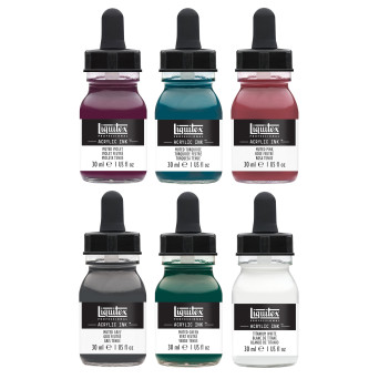 Set of Professional Acrylic inks, Muted Colors - Liquitex - 6 colors x 30 ml