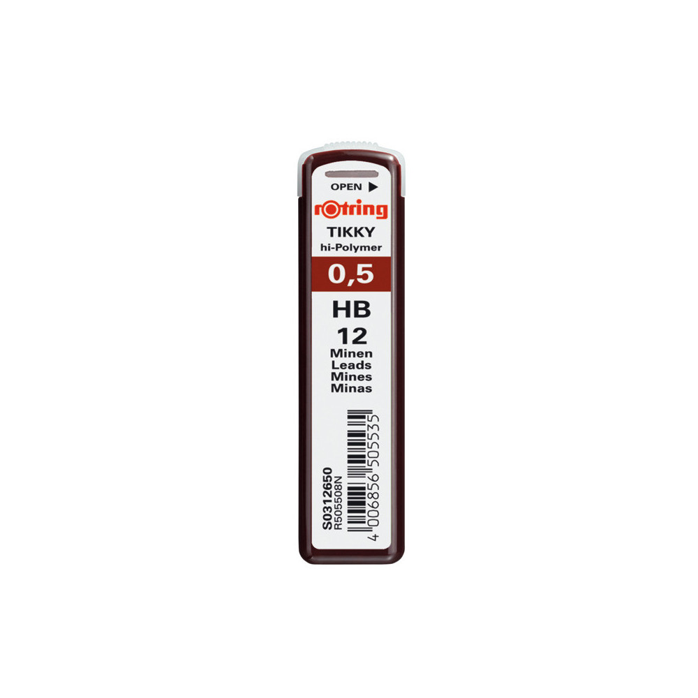 Tikky mechanical pencil lead refills, 0,5 mm - Rotring - HB, 12 pcs