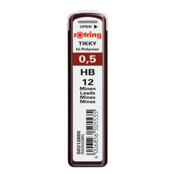 Tikky mechanical pencil lead refills, 0,5 mm - Rotring - HB, 12 pcs