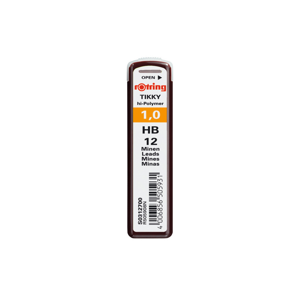 Wkłady grafitowe Tikky do ołówków, 1 mm - Rotring - HB, 12 szt.