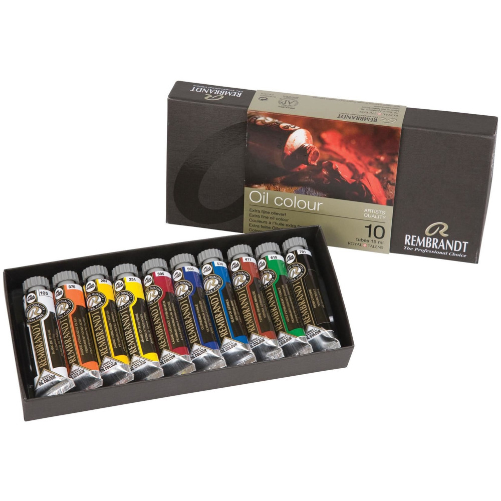 Zestaw farb olejnych - Rembrandt - 10 kolorów x 15 ml