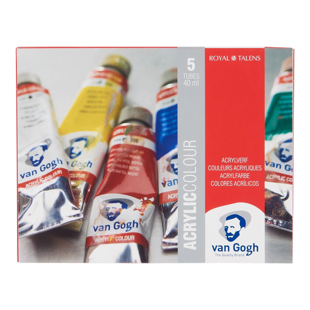 Zestaw farb akrylowych w tubkach - Van Gogh - 5 kolorów x 40 ml