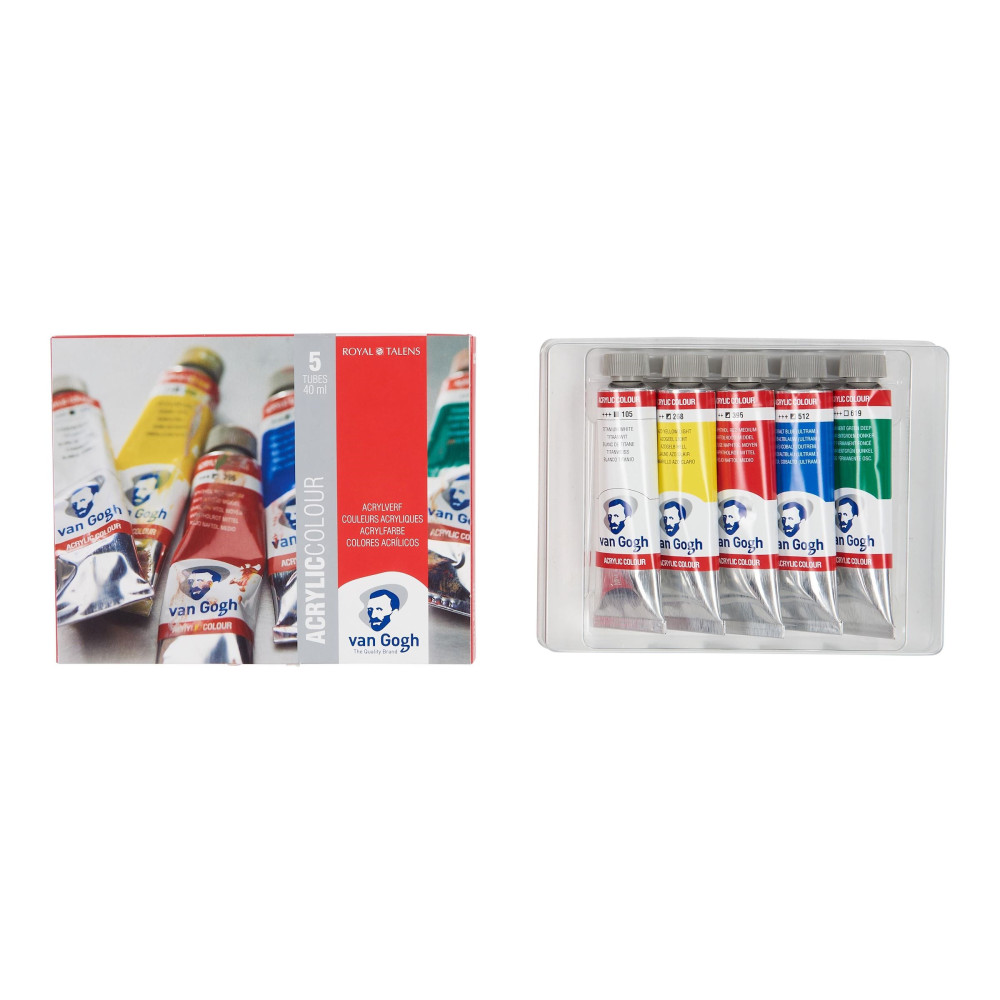 Zestaw farb akrylowych w tubkach - Van Gogh - 5 kolorów x 40 ml