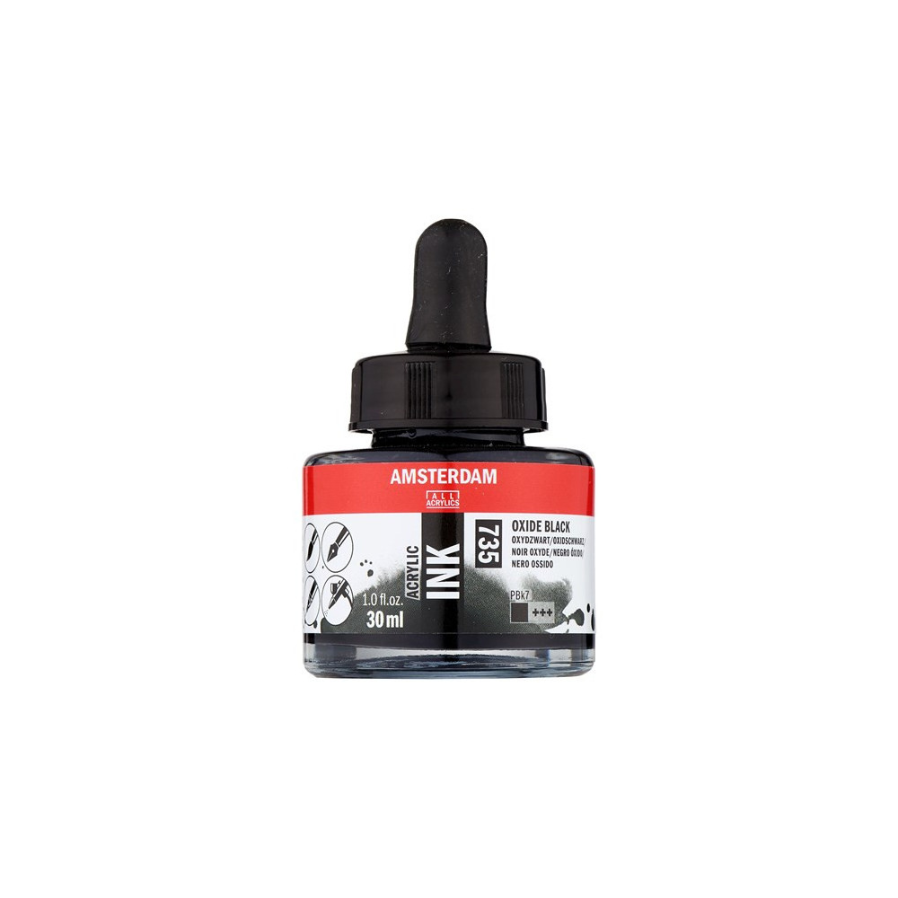 Acrylic ink - Amsterdam - Oxide Black, 30 ml