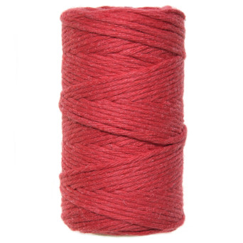 Sznurek bawełniany do makramy - czerwony, 2 mm, 60 m