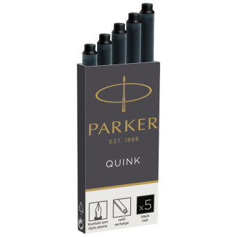 Quink fountain pen refills - Parker - black, 5 pcs