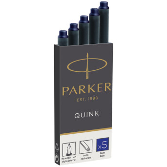 Quink fountain pen refills - Parker - blue, 5 pcs