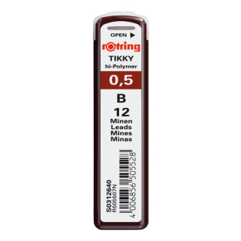 Tikky mechanical pencil lead refills, 0,5 mm - Rotring - B, 12 pcs