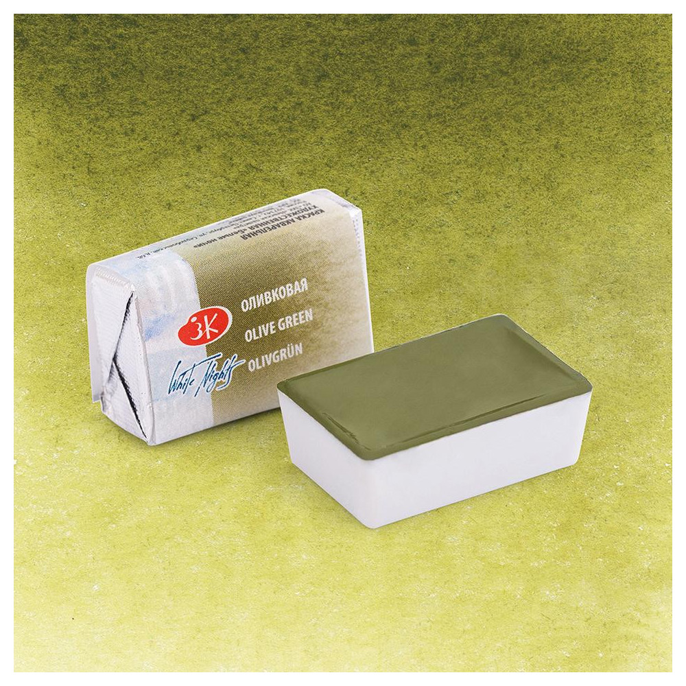 White Nights watercolor paint - St. Petersburg - Olive Green, pan