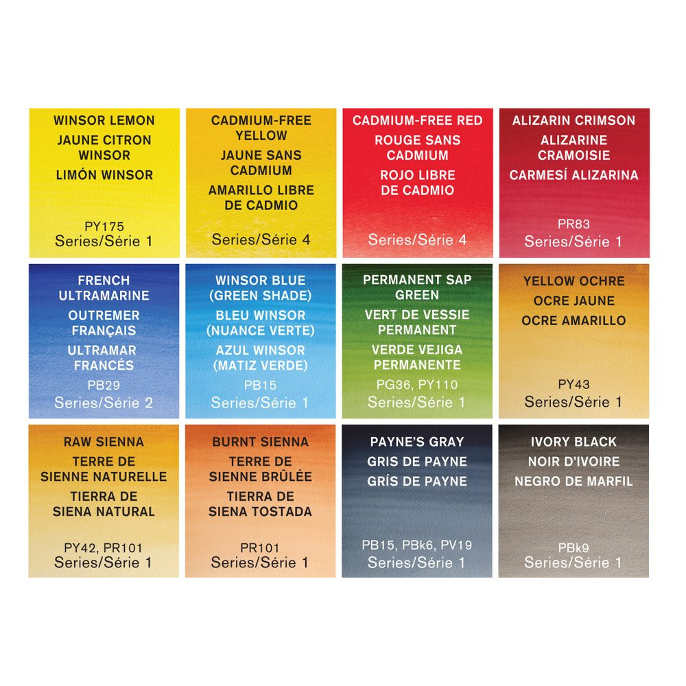 Professional Watercolor half-pans Travel set - Winsor & Newton - 12 colors
