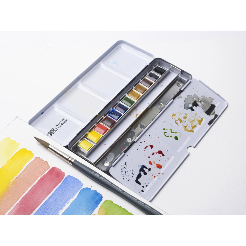 Zestaw farb akwarelowych Professional w półkostkach - Winsor & Newton - 12 kolorów