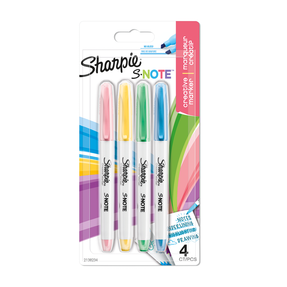Set of S-Note permanent markers - Sharpie - pastel, 4 colors