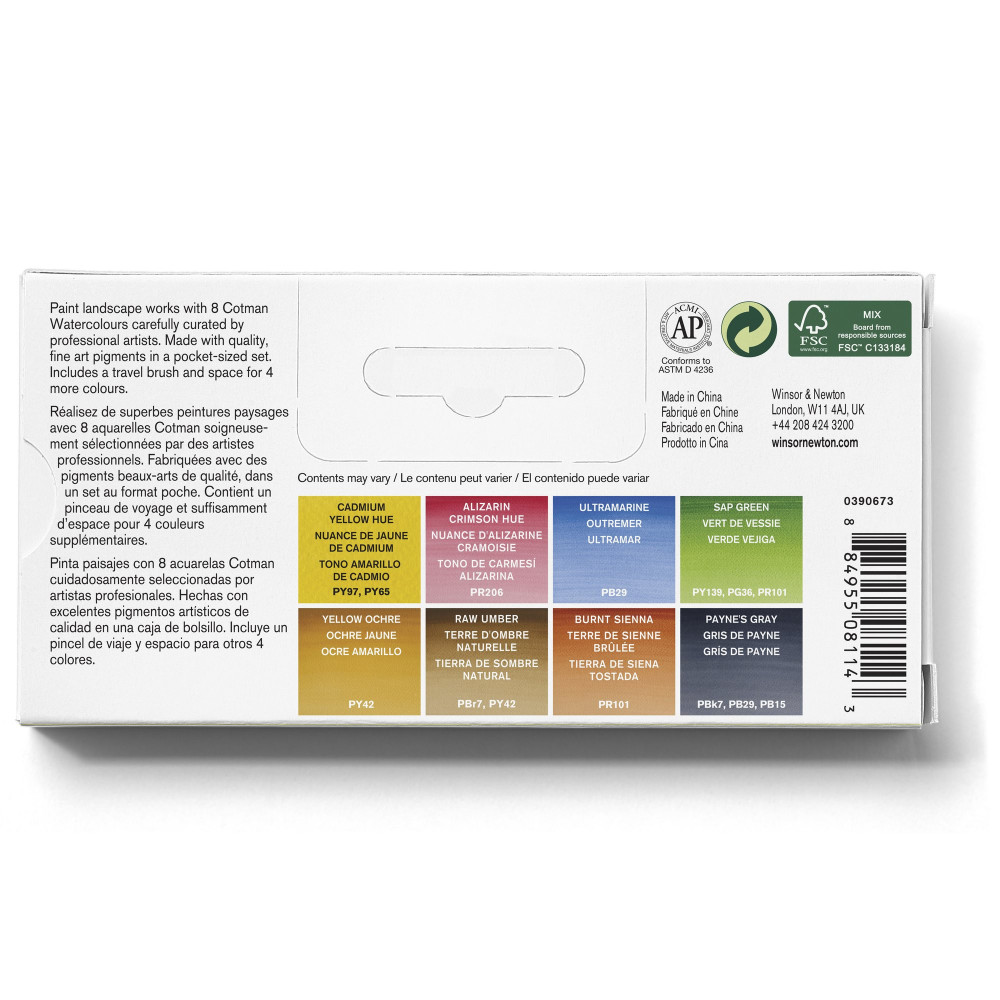 Set of Landscape Cotman Watercolors Pocket - Winsor & Newton - 8 colors