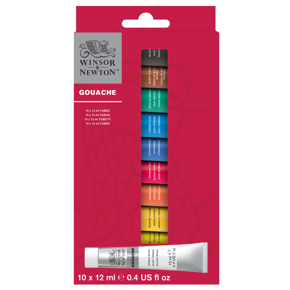 Zestaw farb gwaszy - Winsor & Newton - 10 kolorów x 12 ml