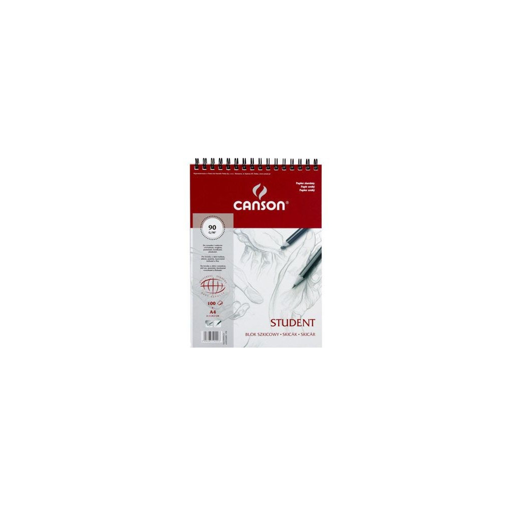 Blok szkicowy Student A4 - Canson - spirala, 90 g, 100 ark.