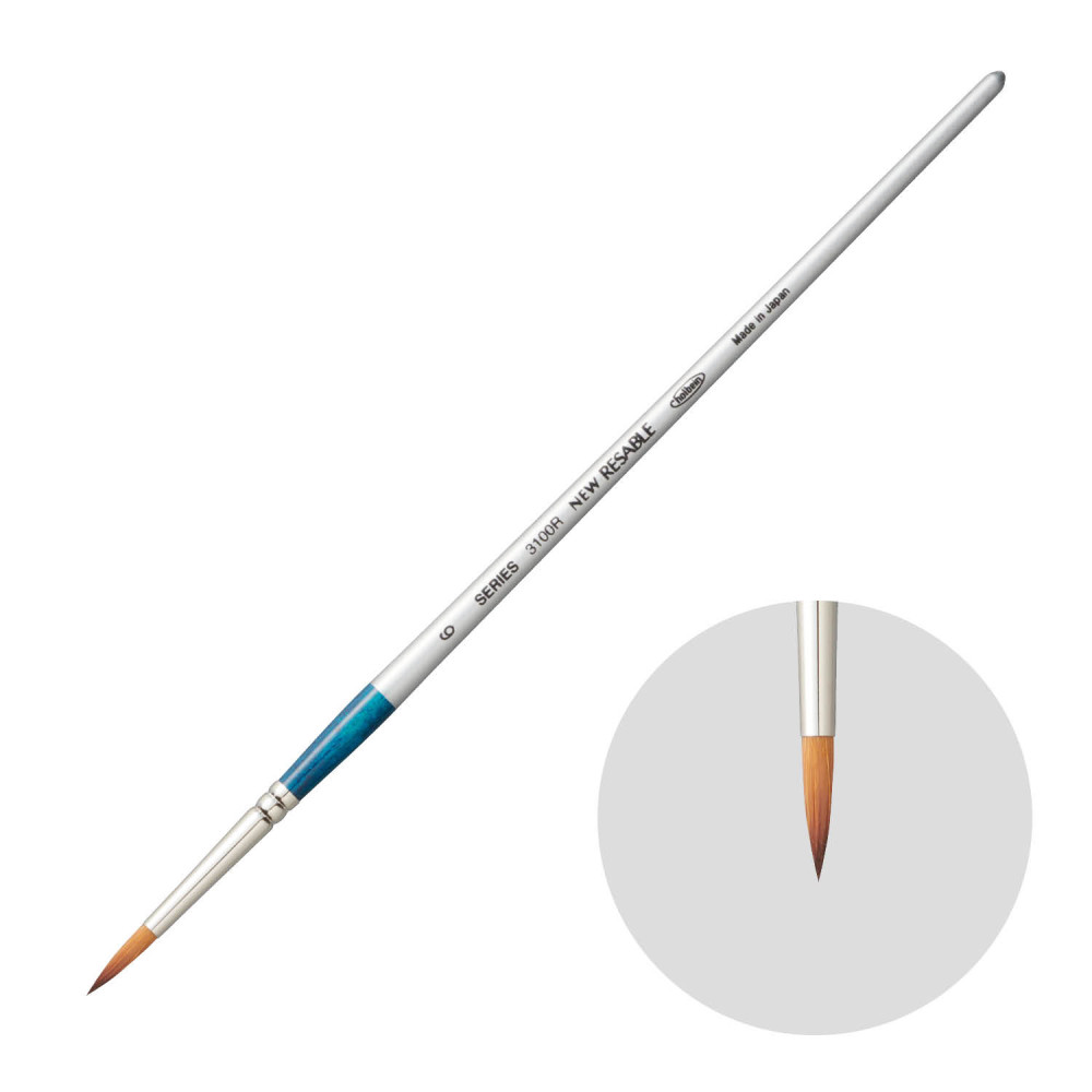 Round, mixed bristles, Watercolor Resable brush, 3100R series - Holbein - no. 6