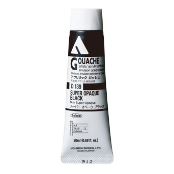 Farba gwasz Acryla Gouache - Holbein - Super Opaque Black, 20 ml