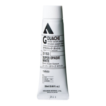 Farba gwasz Acryla Gouache - Holbein - Super Opaque White, 20 ml