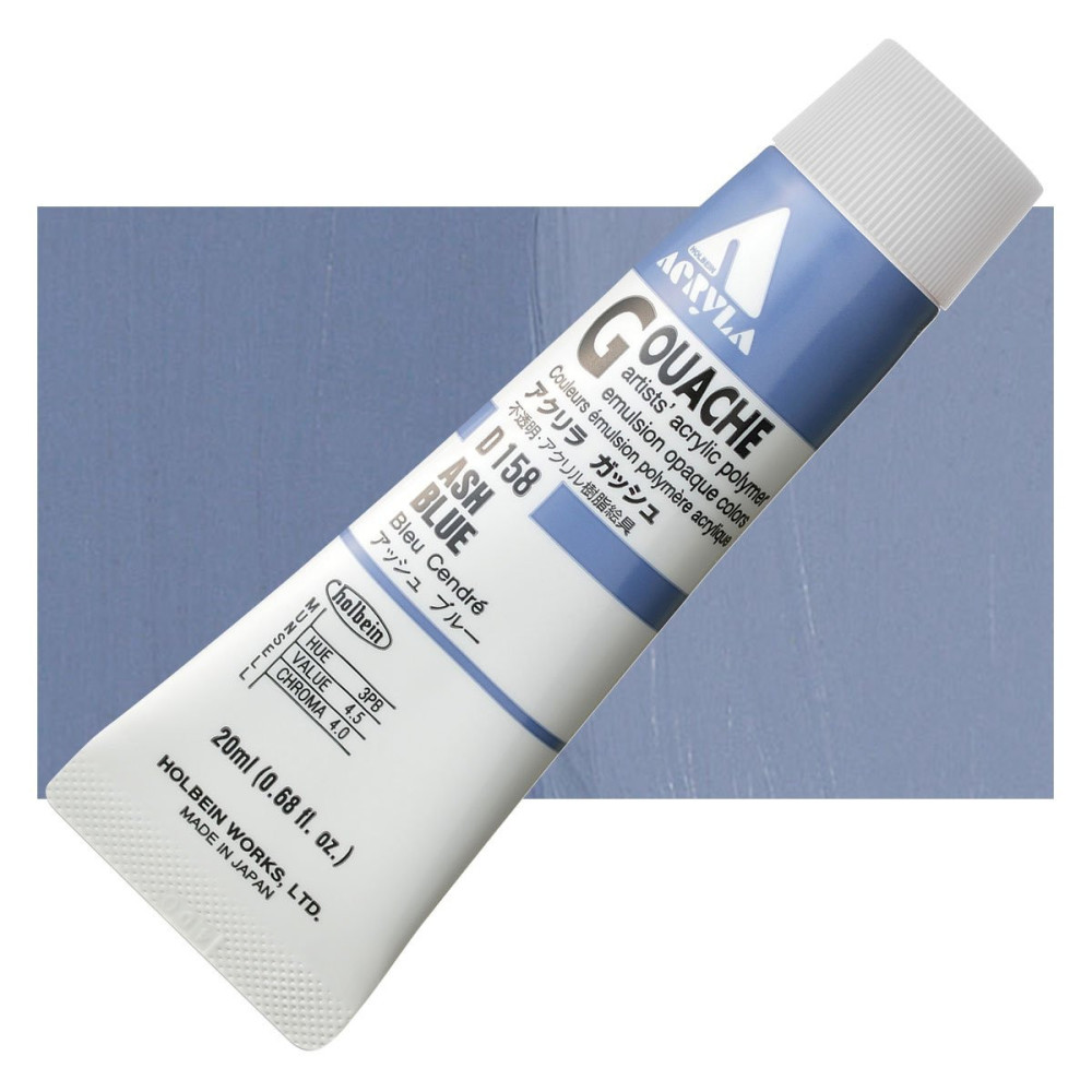 Acryla Gouache paint - Holbein - Ash blue, 20 ml