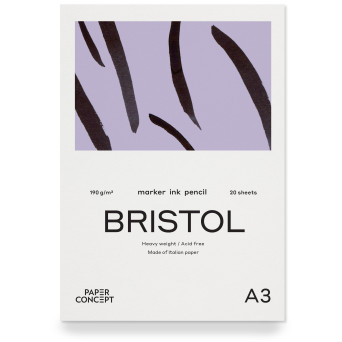 Bristol paper pad - PaperConcept - smooth A3 190 g 20 sheets