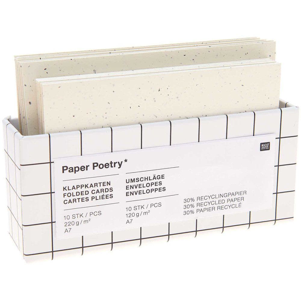 Zestaw kopert i kart - Paper Poetry - Ivory, A7, 10 szt.