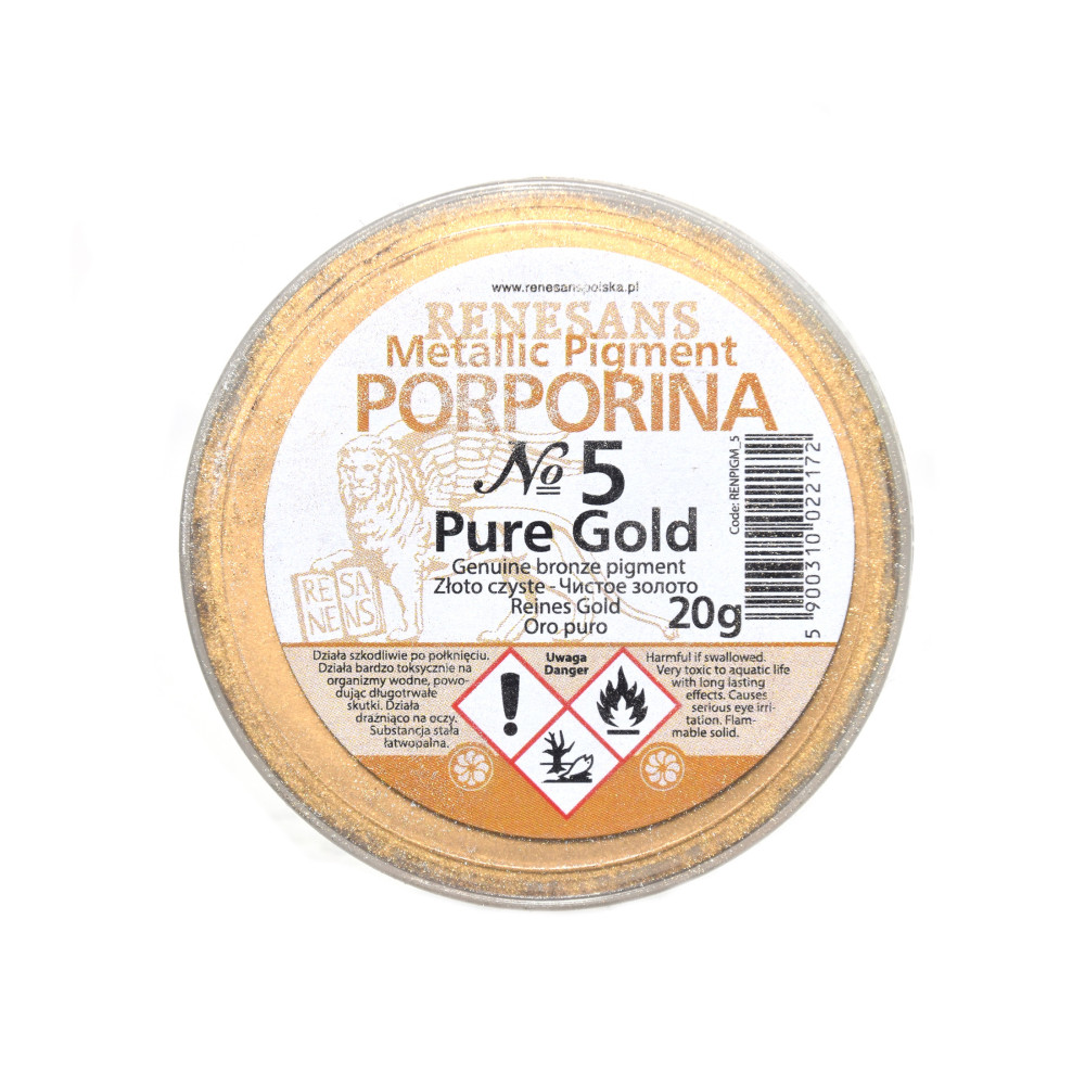 Porporina, pigment metaliczny - Renesans - złoto czyste, 20 g