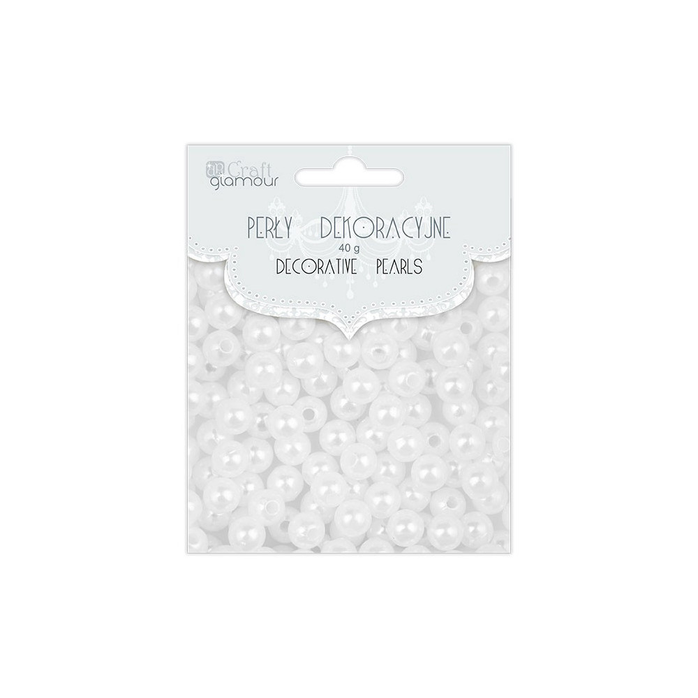 Decorative pearls - white, 8 mm, 40 g