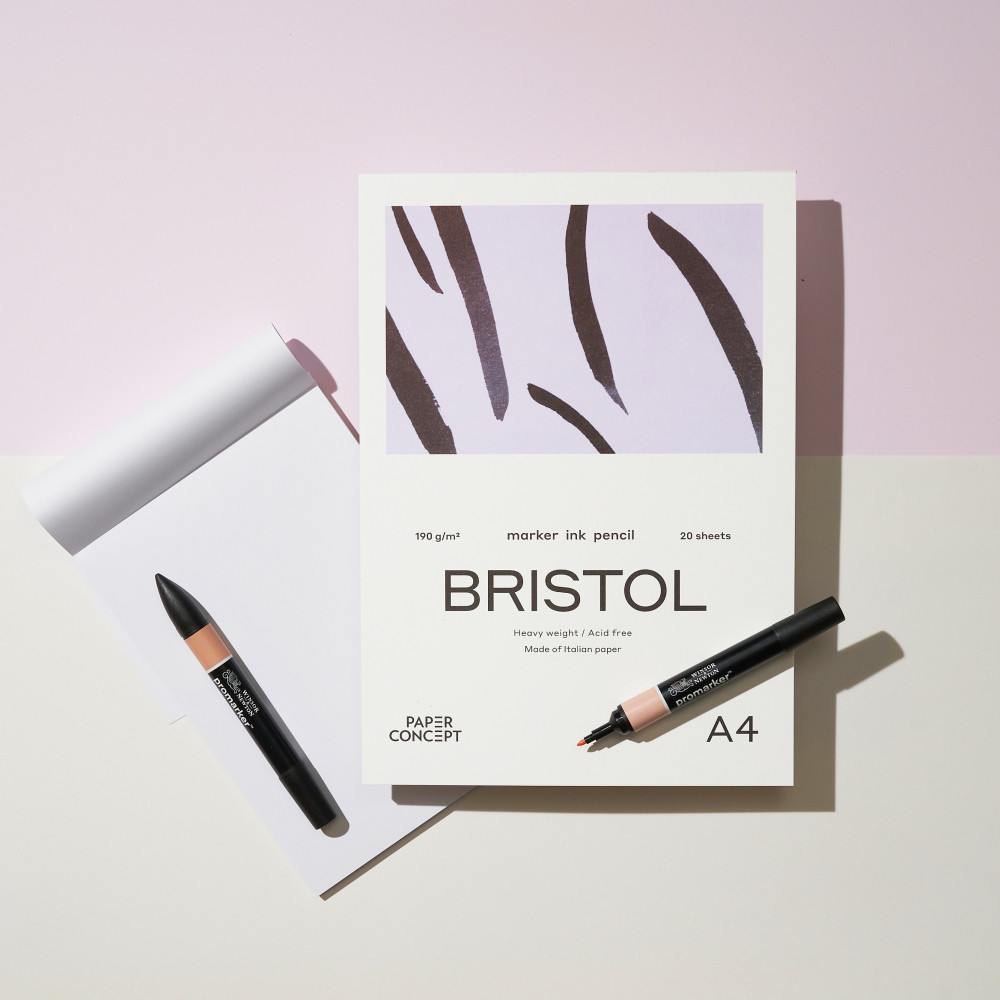 Blok do kredek i tuszu Bristol - PaperConcept - smooth A4 190 g 20 ark.