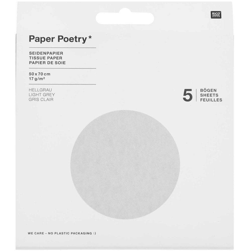 Gift wrapping tissue paper - Paper Poetry - light grey, 5 pcs.