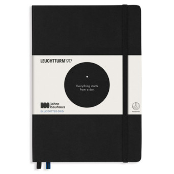 Notatnik Bauhaus - Leuchtturm1917 - Black, w kropki, twarda okładka, A5