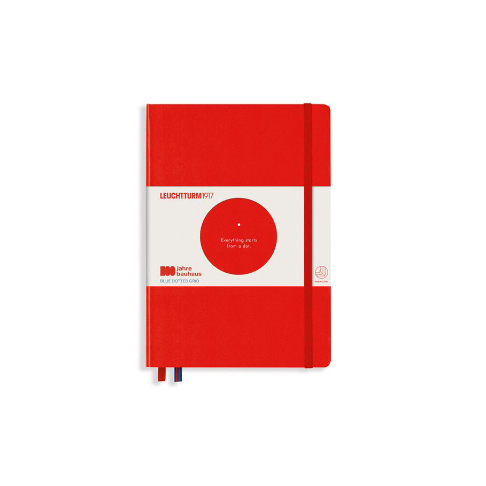 Notatnik Bauhaus - Leuchtturm1917 - Red, w kropki, twarda okładka, A5