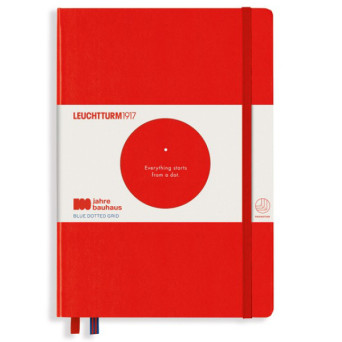 Notatnik Bauhaus - Leuchtturm1917 - Red, w kropki, twarda okładka, A5