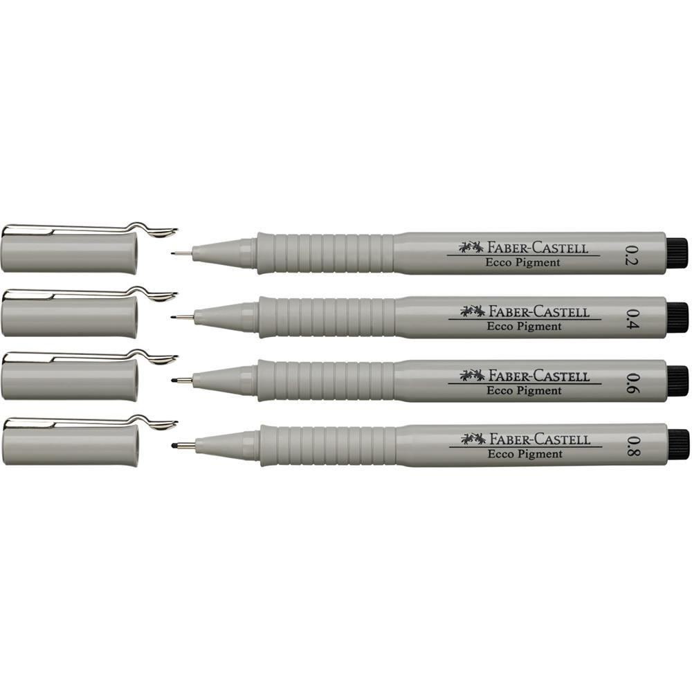 Set of Ecco Pigment fineliners in case - Faber-Castell - 4 pcs.