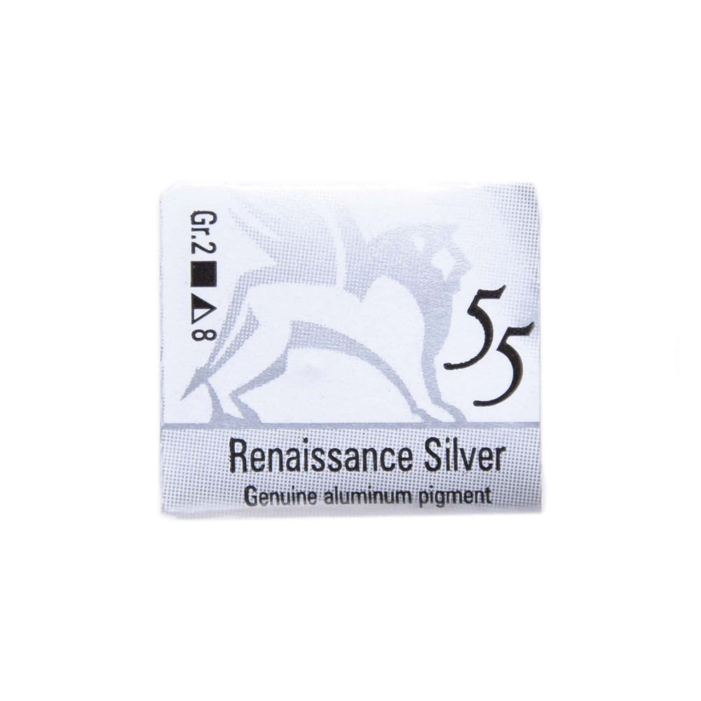 Watercolors in half pans - Renesans - 55, Silver, 1,5 ml