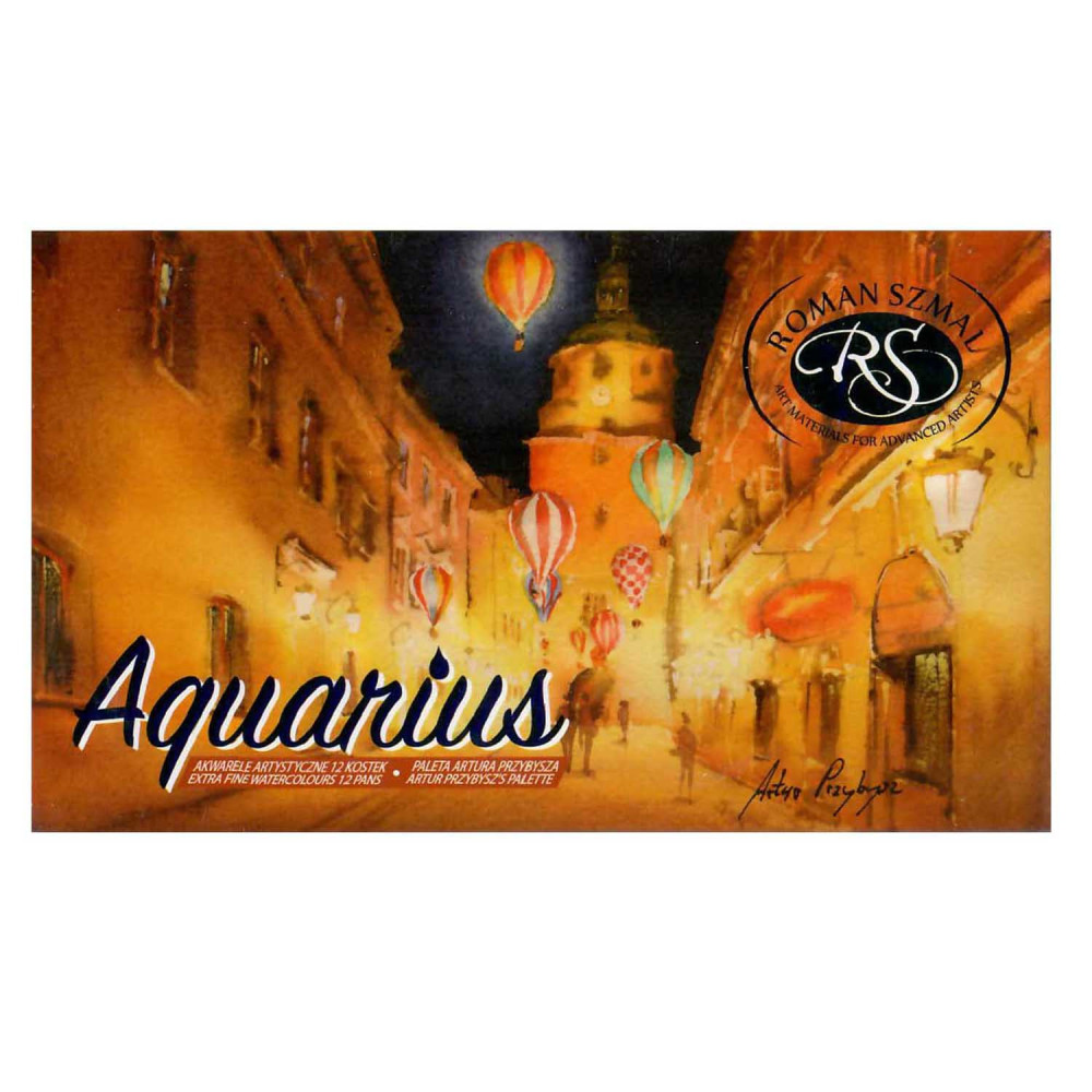 Set of Aquarius watercolor paints, Artus Przybysz - Roman Szmal - 12 colors