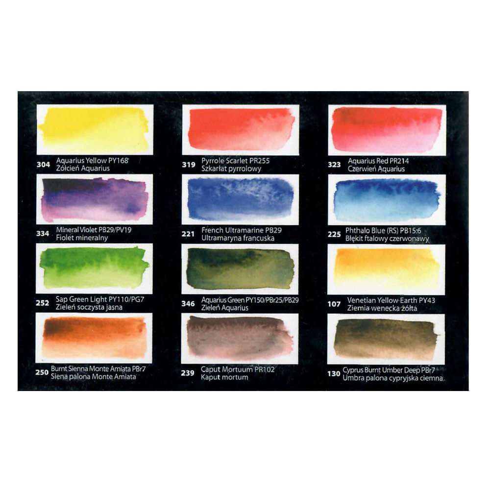 Travel Set of Aquarius watercolor paints - Roman Szmal - 12 colors
