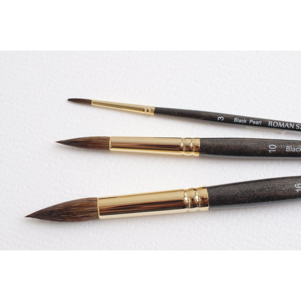 Round, mixed bristles, Black Pearl series brush - Roman Szmal - no. 1