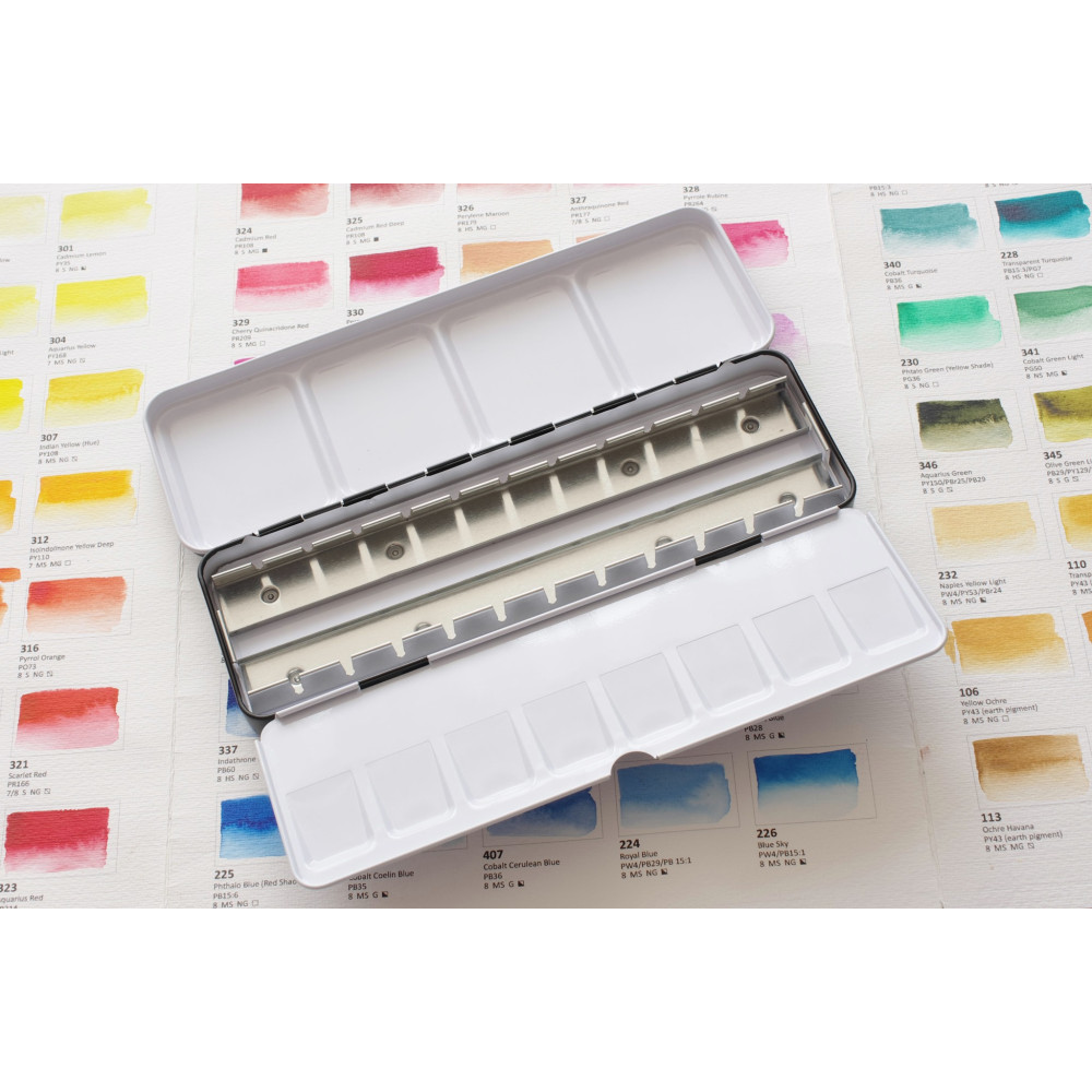 Metal case, pocket box for watercolor pans - Roman Szmal - 12 pcs
