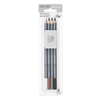 Zestaw węgli w ołówku Studio Collection z gumką - Winsor & Newton - 5 szt.
