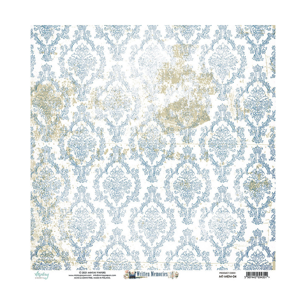 Scrapbooking paper 30,5 x 30,5 cm - Mintay - Written Memories 04