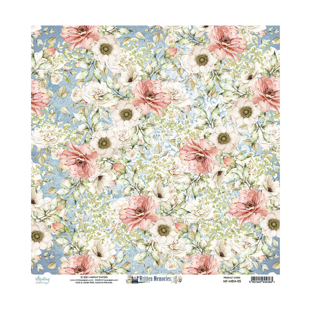 Scrapbooking paper 30,5 x 30,5 cm - Mintay - Written Memories 05