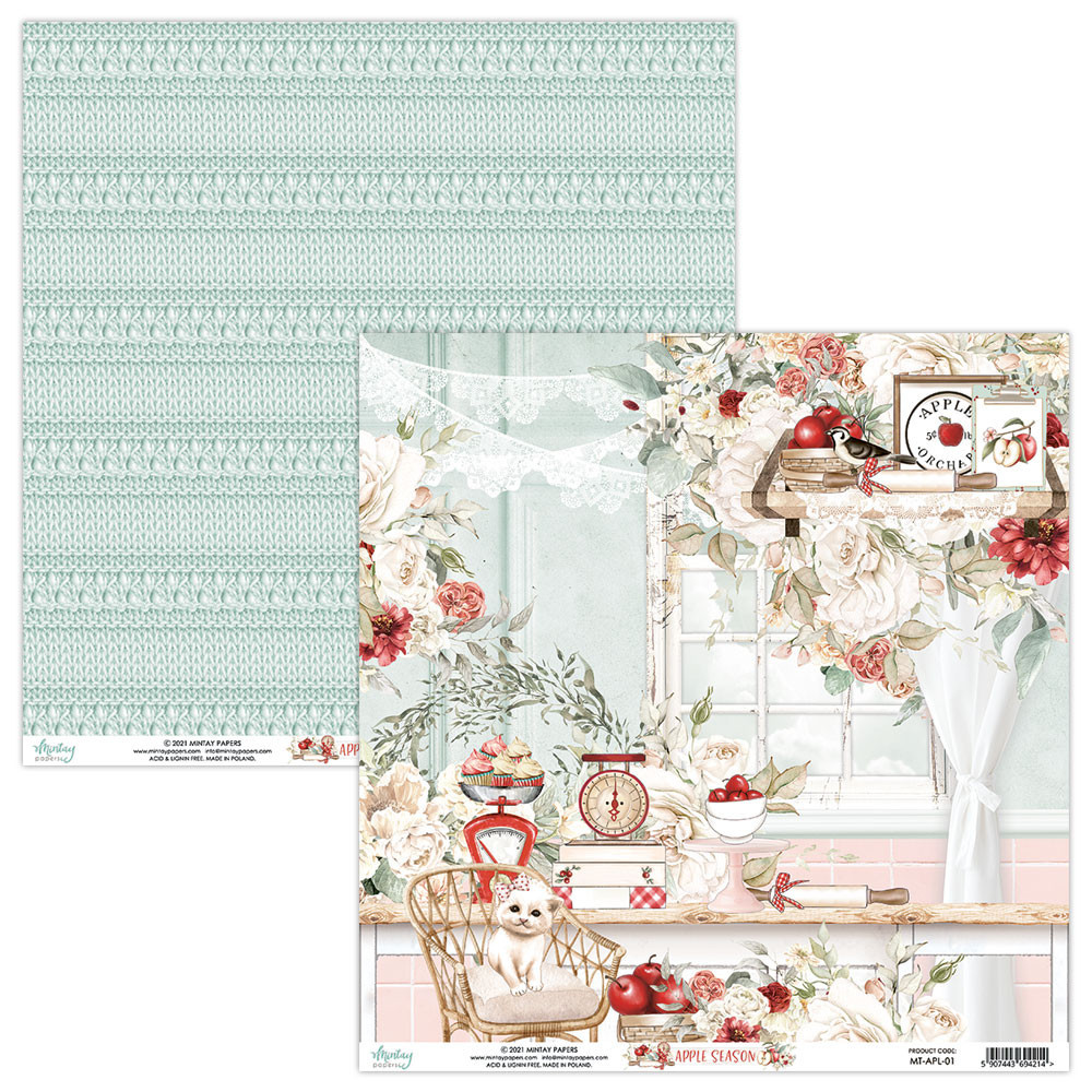Zestaw papierów do scrapbookingu 30,5 x 30,5 cm - Mintay - Apple Season