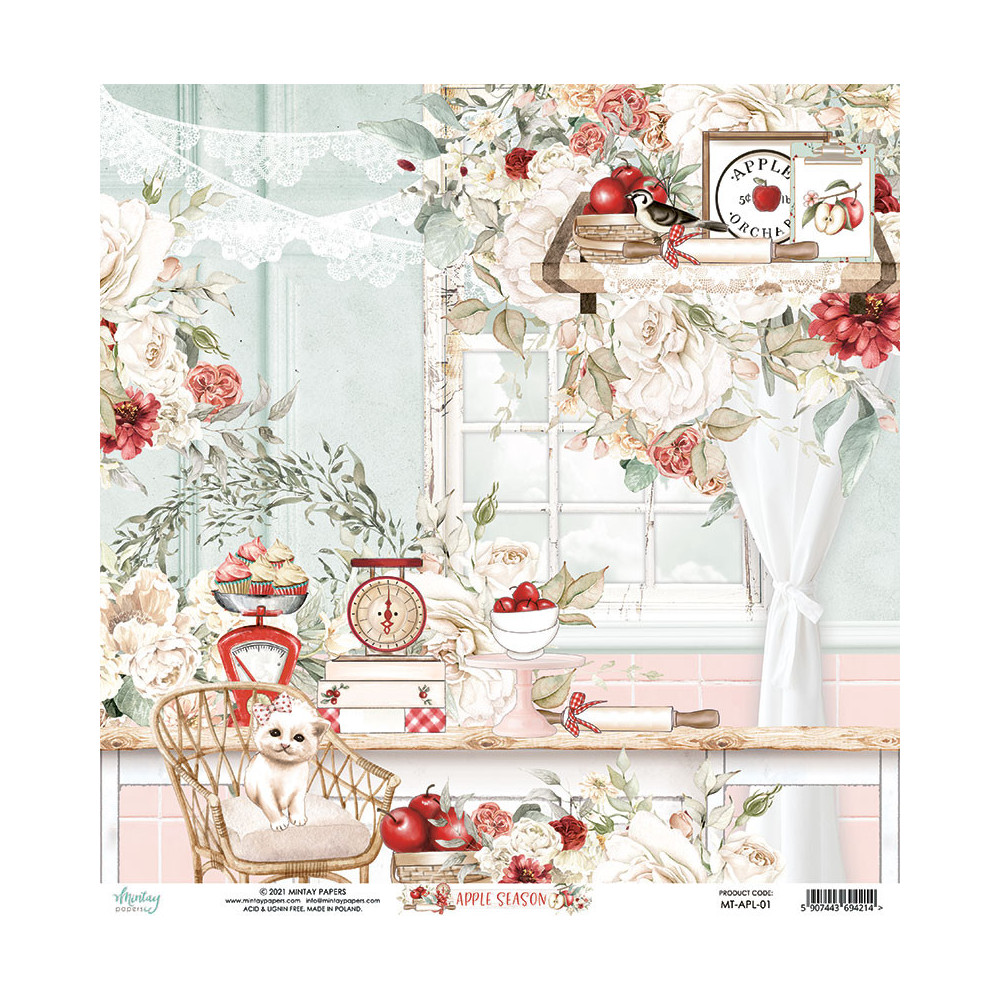 Zestaw papierów do scrapbookingu 30,5 x 30,5 cm - Mintay - Apple Season