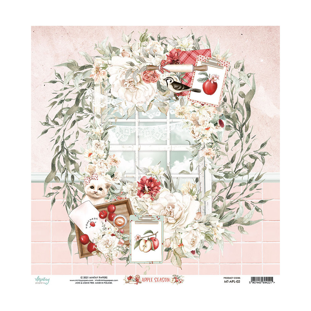 Zestaw papierów do scrapbookingu 30,5 x 30,5 cm - Mintay - Apple Season