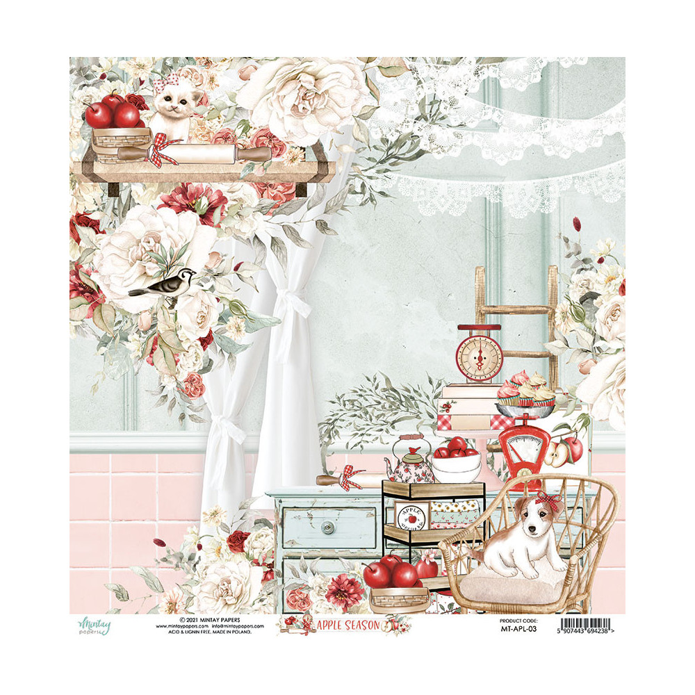 Zestaw papierów do scrapbookingu 30,5 x 30,5 cm - Mintay - Apple Season