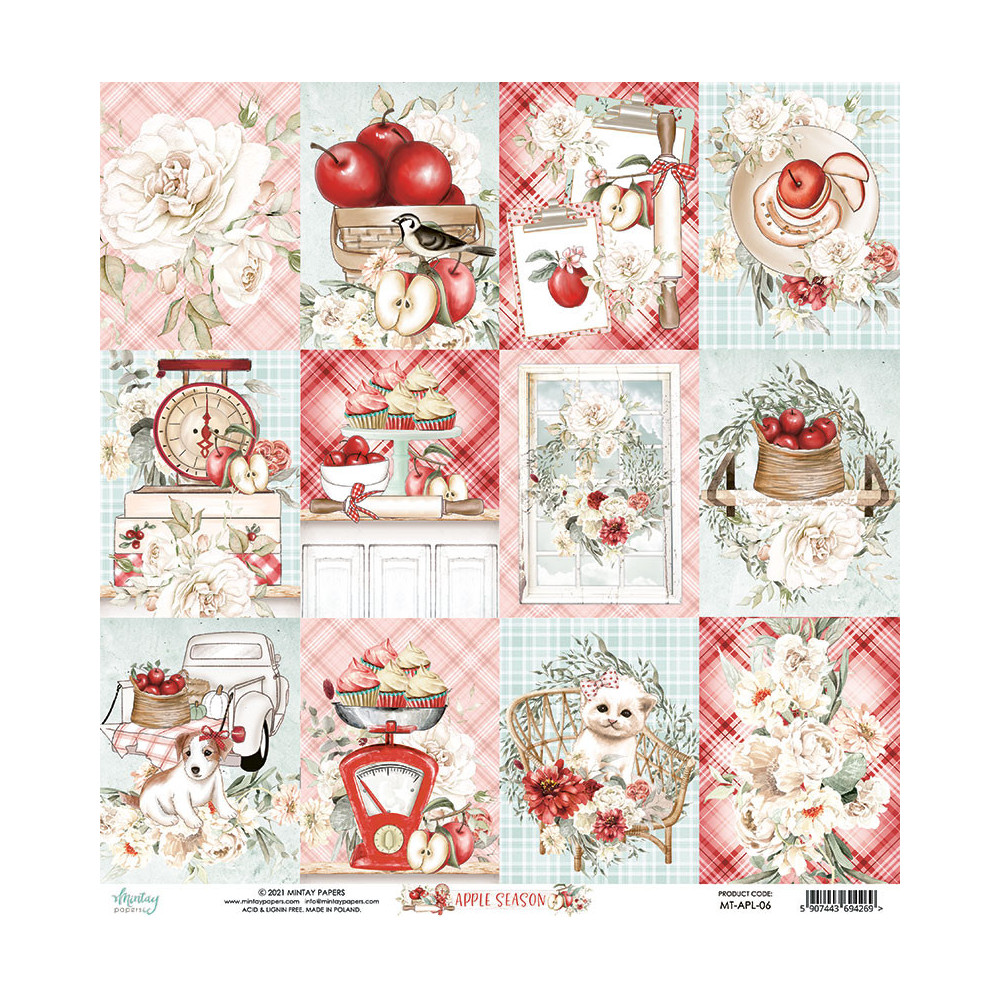 Zestaw papierów do scrapbookingu 30,5 x 30,5 cm - Mintay - Apple Season