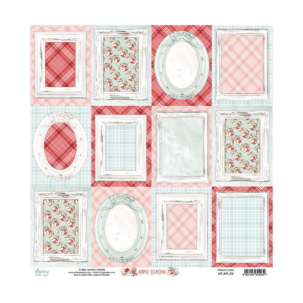 Zestaw papierów do scrapbookingu 30,5 x 30,5 cm - Mintay - Apple Season