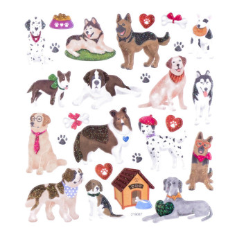 Glitter stickers - DpCraft - Dogs, 27 pcs