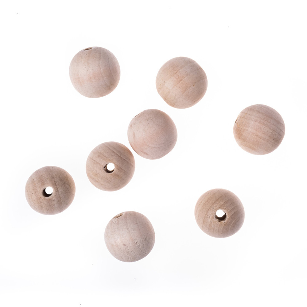 Wooden beads - DpCraft - natural, 3 cm, 8 pcs